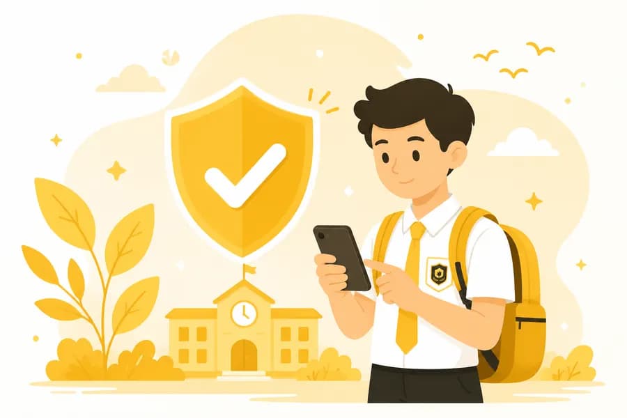 Ilustrasi siswa melakukan absensi